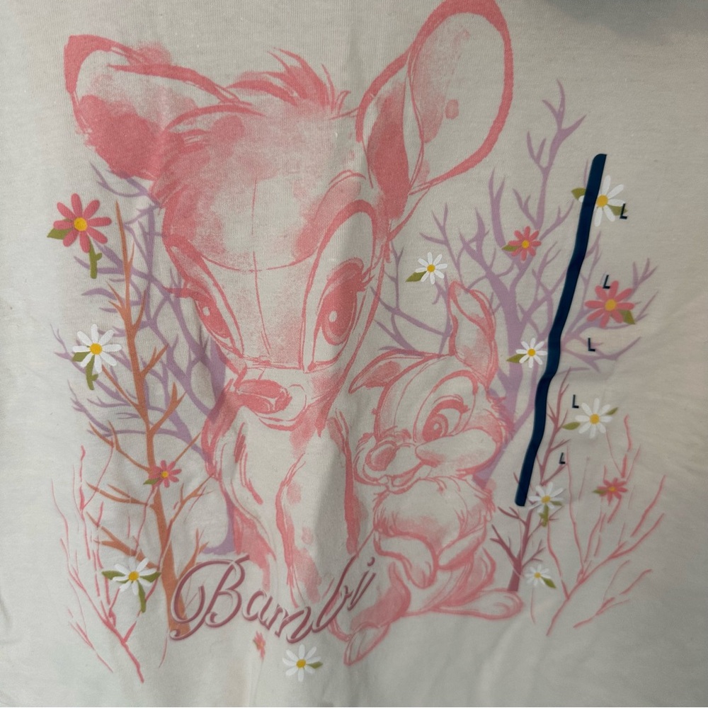 Disney NWT Bambi Kids Tee - Pink and White